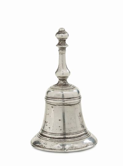 Campanello in Argento Fuso e Tornito, Bolli di Palermo 174(…) con Cornici a Rilievo