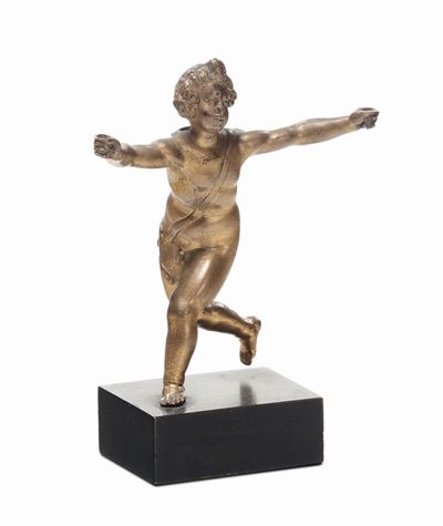 Piccola Scultura in Bronzo Dorato Raffigurante Eros Danzante, XVIII Secolo
