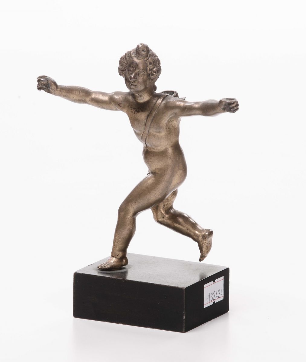 Piccola Scultura in Bronzo Dorato Raffigurante Eros Danzante, XVIII Secolo