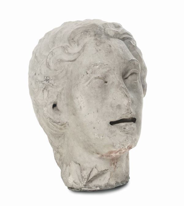 Testa maschile in marmo scolpito, XVIII secolo