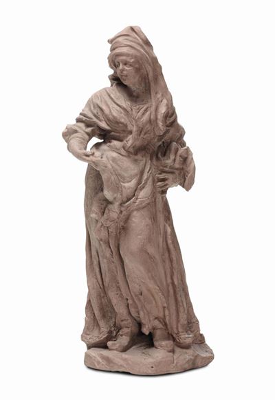 Piccola Terracotta Raffigurante Contadina, XIX Secolo