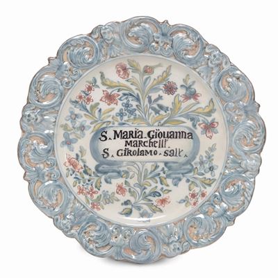 Piatto in Maiolica a Decoro Floreale, Pavia XIX Secolo