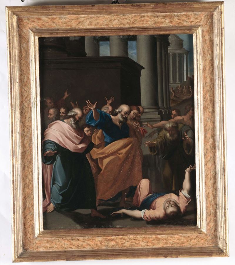 Cristoforo Roncalli detto il Pomarcio  (Pomarce 1552 - Roma 1626) Storia di Saffira e Anania  - Asta Fine Art Selection - II - Cambi Casa d'Aste