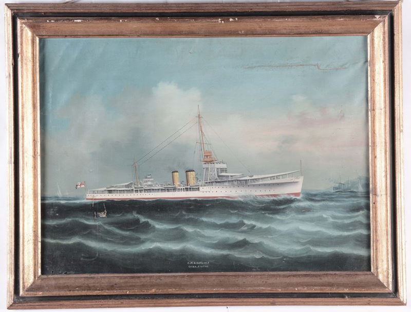 Anonimo del XIX-XX secolo Ritratto dell' H.M.S. Carlisle  - Asta Antiquariato, Affidamenti da raffinate dimore private - Cambi Casa d'Aste