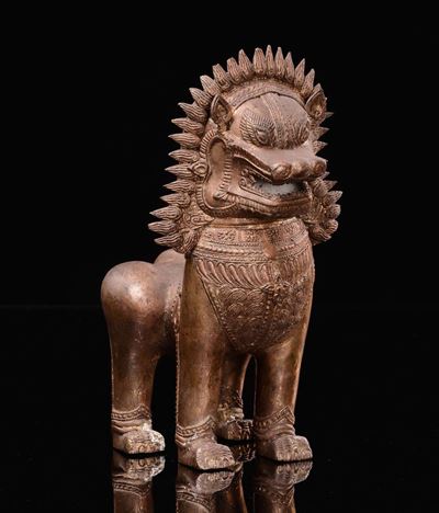 Figura di Cane di Pho in Bronzo, Sud Est Asiatico, XIX Secolo