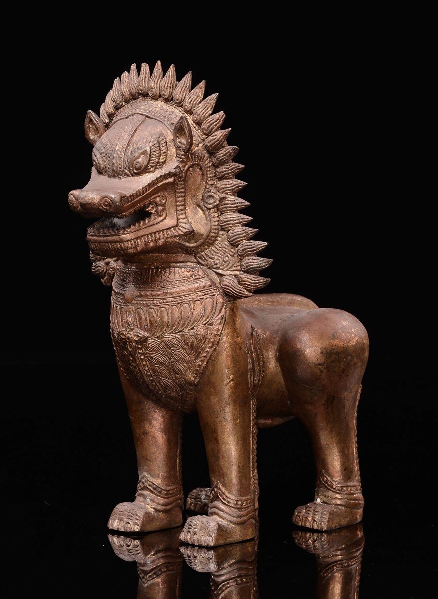 Figura di Cane di Pho in Bronzo, Sud Est Asiatico, XIX Secolo