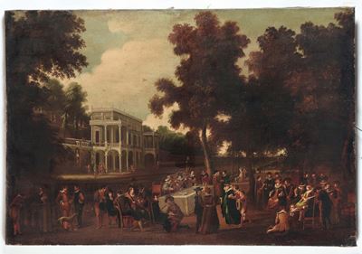 Cornelis De Wael (antwerp 1592 - Roma 1667),seguace Ditrattenimento Aristocratico in Giardino