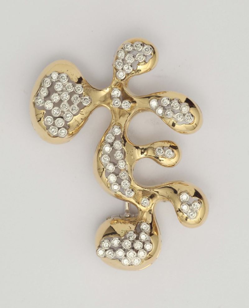 A diamond and gold brooch, by Enrico Cirio Italy  - Auction Fine Jewels - I - Cambi Casa d'Aste