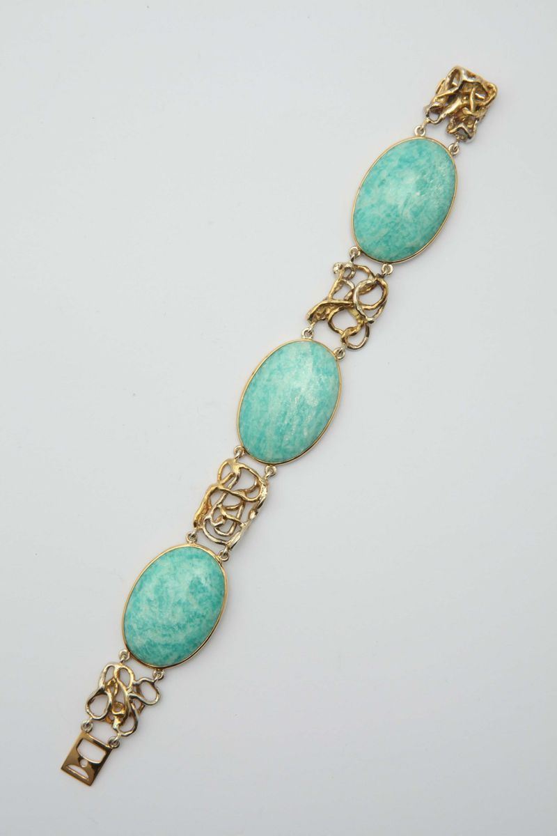 An amazonite and gold bracelet, by Enrico Cirio Italy  - Auction Fine Jewels - I - Cambi Casa d'Aste
