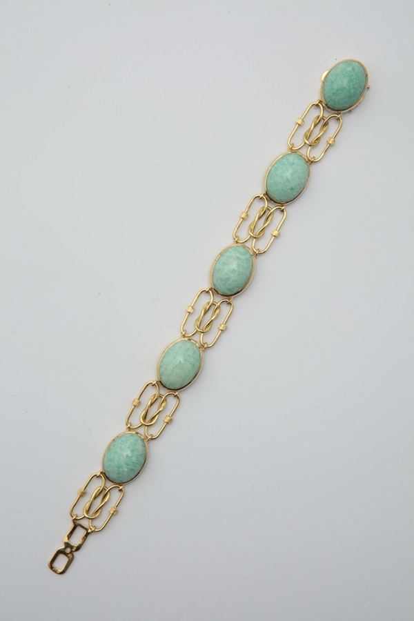 An amazonite and gold bracelet, by Enrico Cirio Italy