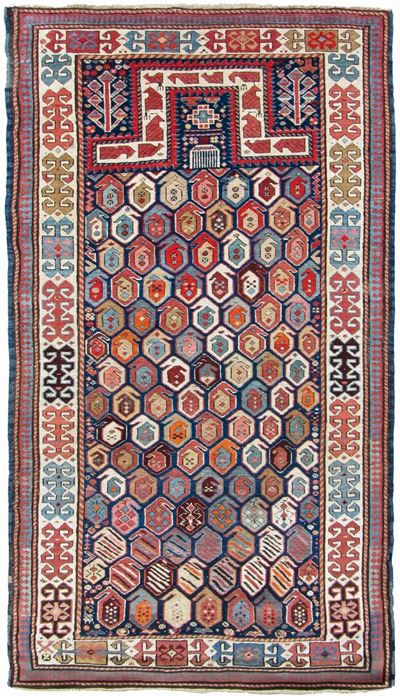 Tappeto Caucasico Shirvan a Preghiera Fine XIX Inizio XX Secolo