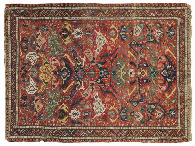 Tappeto caucasico Soumak fine XIX secolo  - Auction Fine Carpets - Cambi Casa d'Aste