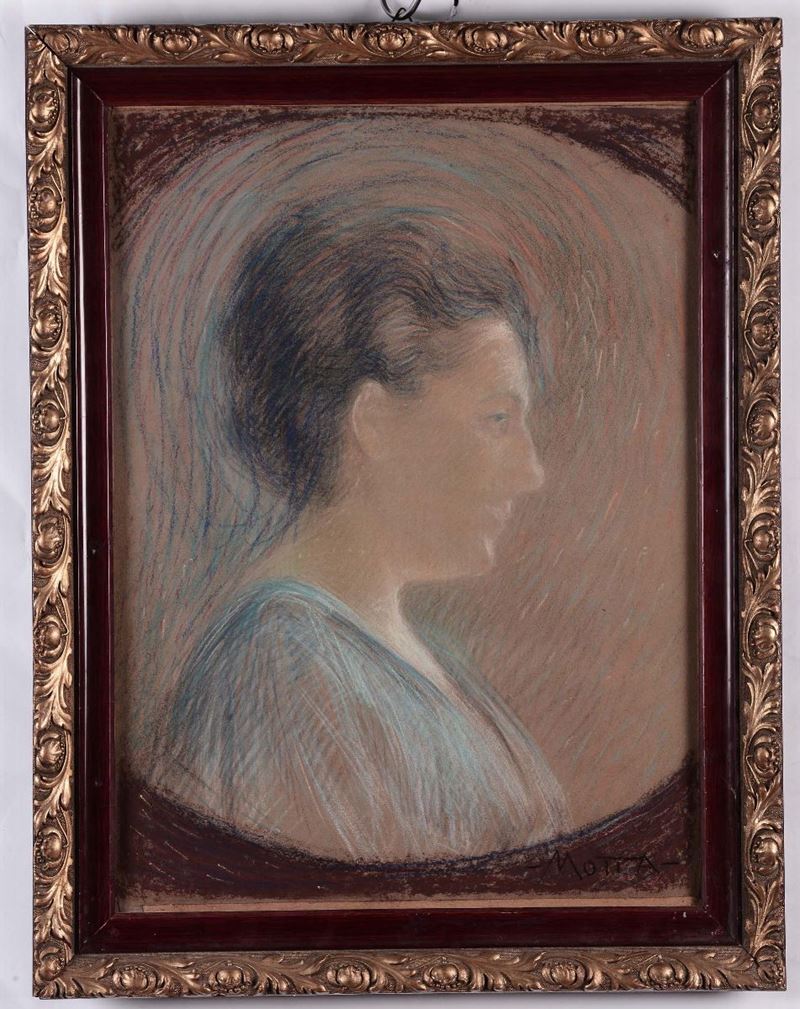 Domingo Motta (1872-1962) Ritratto di donna  - Asta Asta a Tempo Pittura - Cambi Casa d'Aste