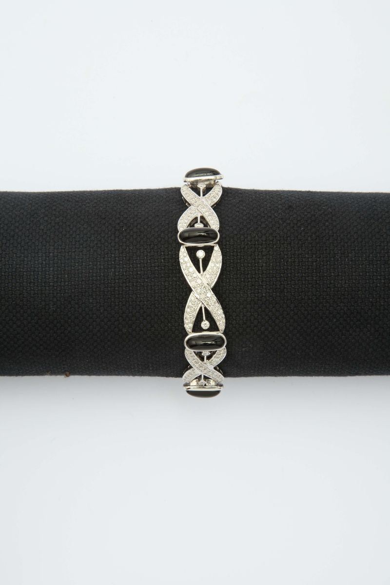 A diamond and onix bracelet  - Auction Fine Jewels - I - Cambi Casa d'Aste