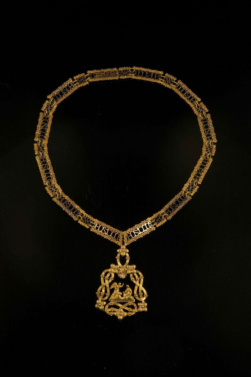 The Order of the Annunziata. Small collar with twelve gold ornate sections, each of which is made up of the letters FERT  - Auction Fine Jewels - I - Cambi Casa d'Aste
