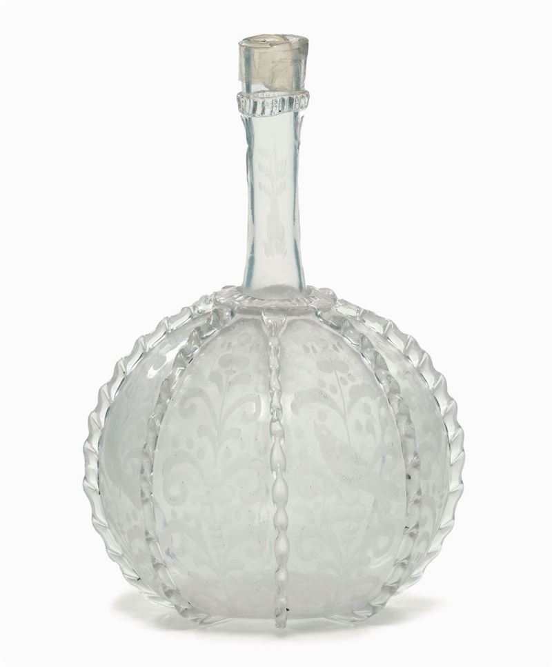 Antica bottiglia in vetro soffiato, XVII secolo  - Asta Antiquariato - Cambi Casa d'Aste