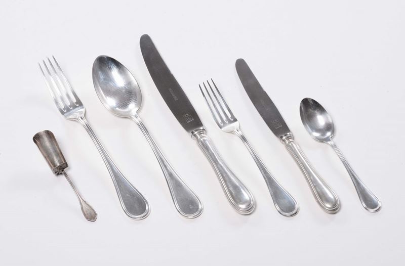 Servizio di posate da sei persone in argento  - Auction Fine Arts from refined private house - Cambi Casa d'Aste