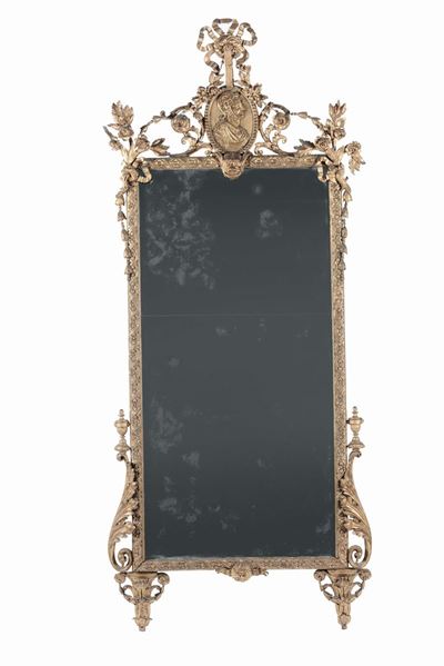 Specchiera Luigi XVI in Legno Intagliato e Dorato, Toscana XVIII Secolo