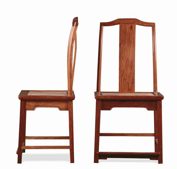 A pair of Hungali wood chairs, China, Qing Dynasty, 19th century