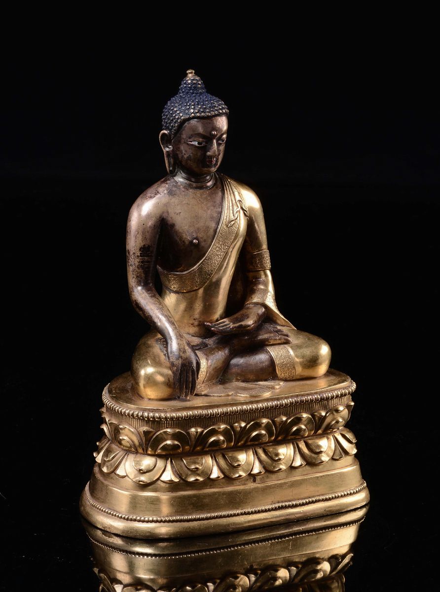 Zanabazar, Figura di Buddha in bronzo dorato con inserti in argento, Mongolia, XVIII secolo