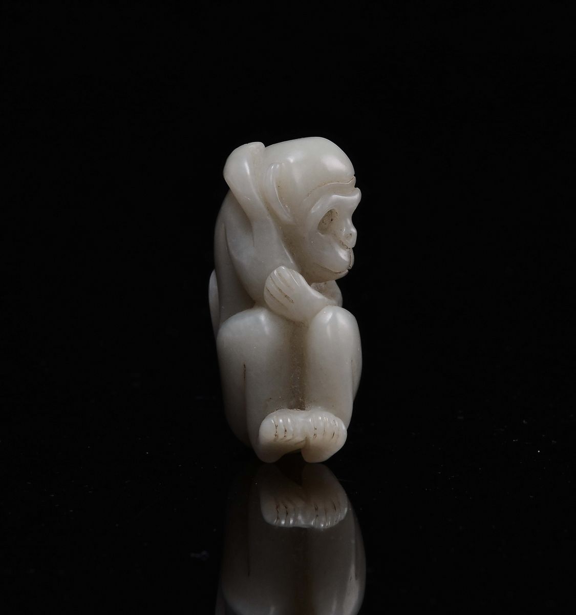 Cina, Dinastia Qing, Piccola scimmia in giada bianca, epoca Qianlong (1736-1795)
