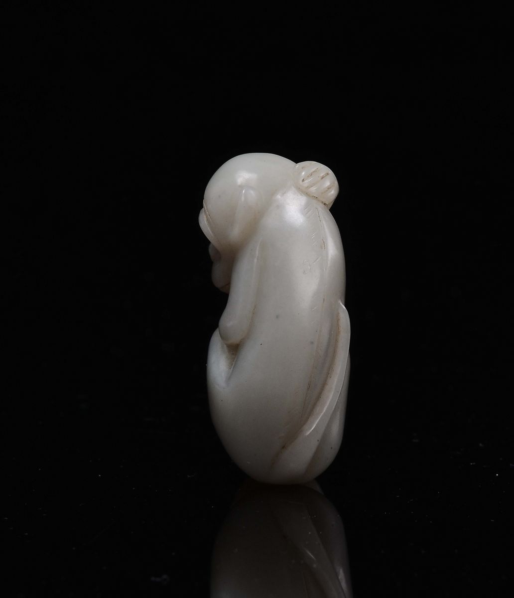Cina, Dinastia Qing, Piccola scimmia in giada bianca, epoca Qianlong (1736-1795)