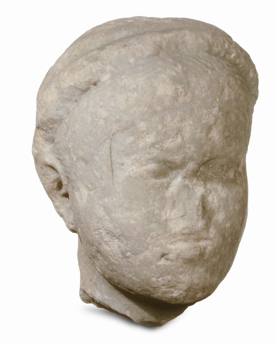 - Testa Femminile in Marmo Bianco, Roma II-III Secolo D.C.