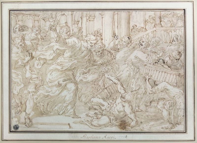 Scuola veneta dell'inizio del XVIII secolo Gesù scaccia i mercanti dal tempio  - Auction Old Masters Paintings - Cambi Casa d'Aste