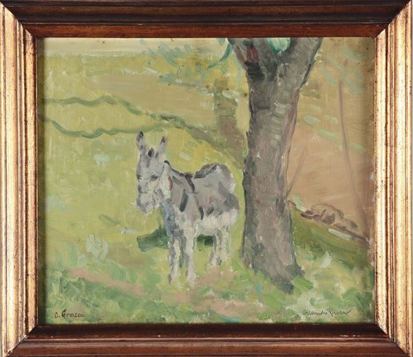 Orlando Grosso (1882-1968) Paesaggio con asino