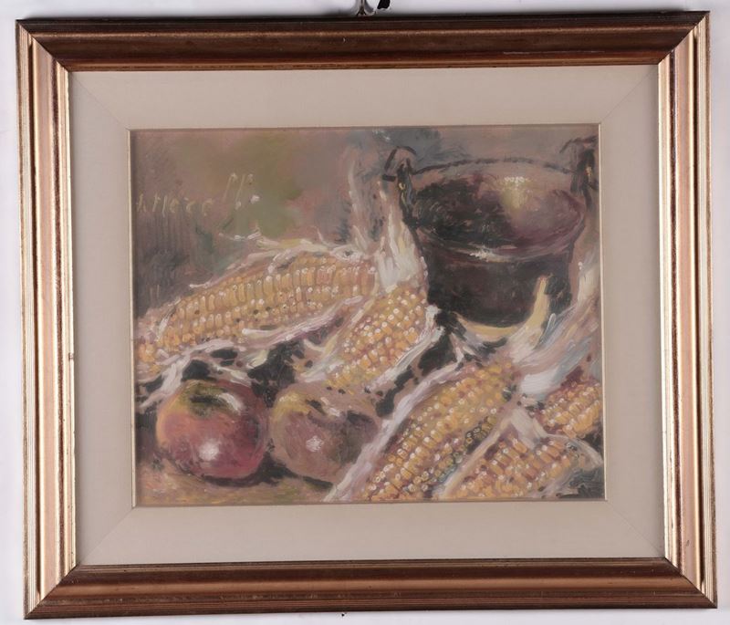 Amedeo Merello (1890-1979) Natura morta con paiolo di rame  - Asta Antiquariato, Affidamenti da raffinate dimore private - Cambi Casa d'Aste