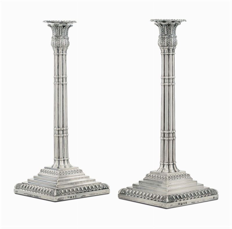 A pair of silver candlesticks, London 1870, silversmith IW  - Auction Collectors' Silvers - Cambi Casa d'Aste