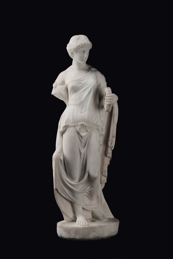 Scultura in marmo bianco raffigurante Flora Farnese, scultore attivo a Roma nell’ultimo quarto del XVIII asecolo