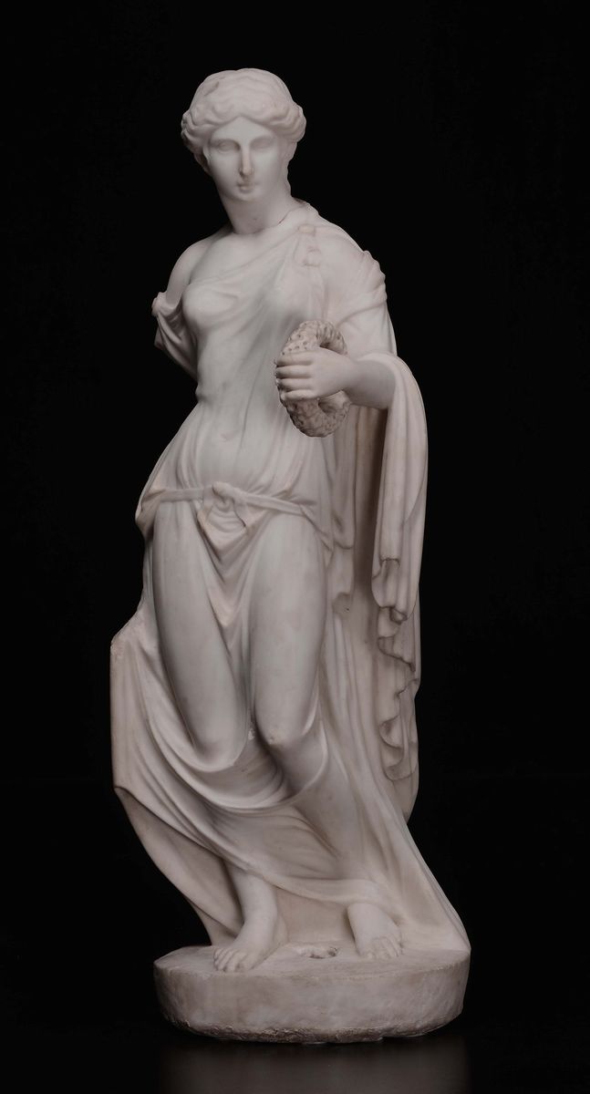 Scultura in Marmo Bianco Raffigurante Flora Farnese, Scultore Attivo a Roma Nell’ultimo Quarto de...