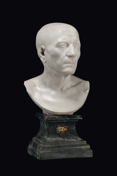 Testa in Marmo Bianco Raffigurante Cicerone (pseudo-cicerone), Arte Italiana (firenze?) del XVIII...