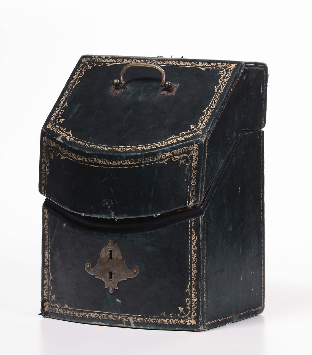 Custodia in Pelle con Servito di Posate in Argento, Venezia Fine XVIII Secolo