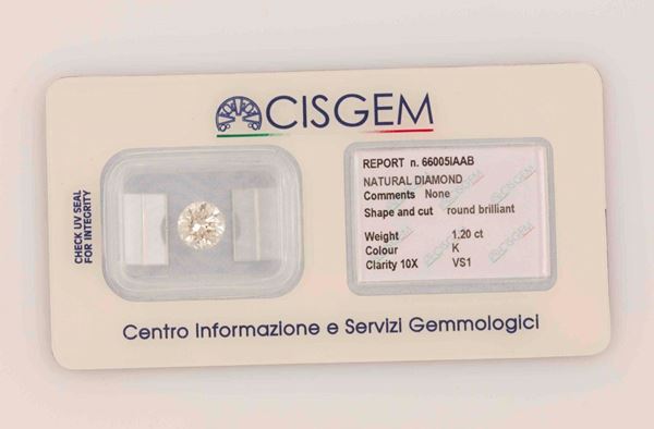 An unmounted diamond. Gemmological report CISGEM