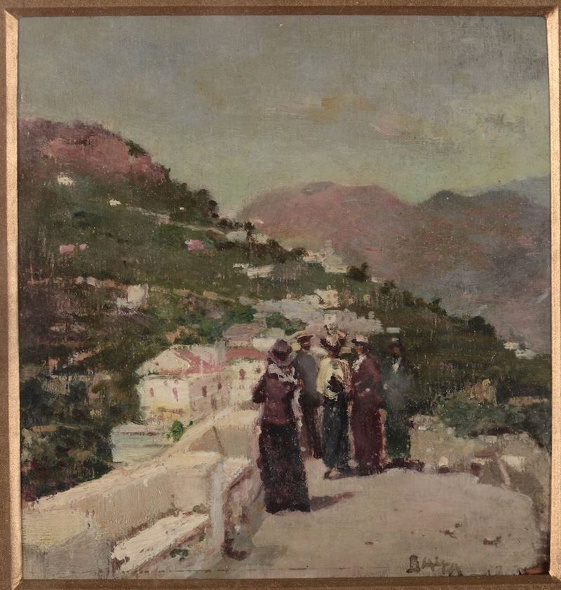 Anonimo del XIX-XX secolo Paesaggio collinare con figure  - Asta Antiquariato e Dipinti Antichi - I - Cambi Casa d'Aste