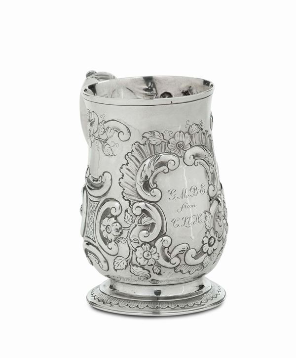 Boccale in argento, Londra, 1785, orafo John Lamb, J.L.