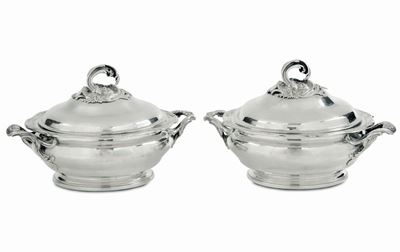 Coppia di Zuppiere in Argento, Punzoni Francesi in Uso dal 1838