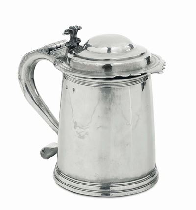 Tankard in Argento, Londra, 1692, Orafo Maker’s Mark, Replicato su Impugnatura
