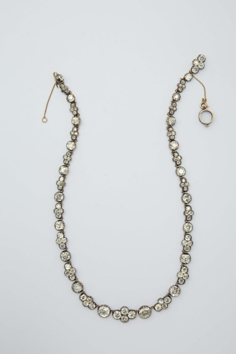 A rose cut diamond, silver and gold necklace  - Auction Fine Jewels - I - Cambi Casa d'Aste