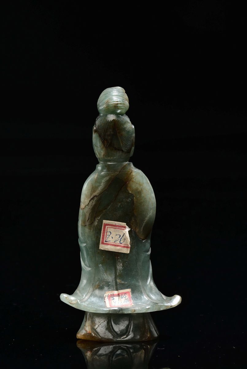 Guanyin in Giada Verde e Russet, Cina, Dinastia Qing, XIX Secolo