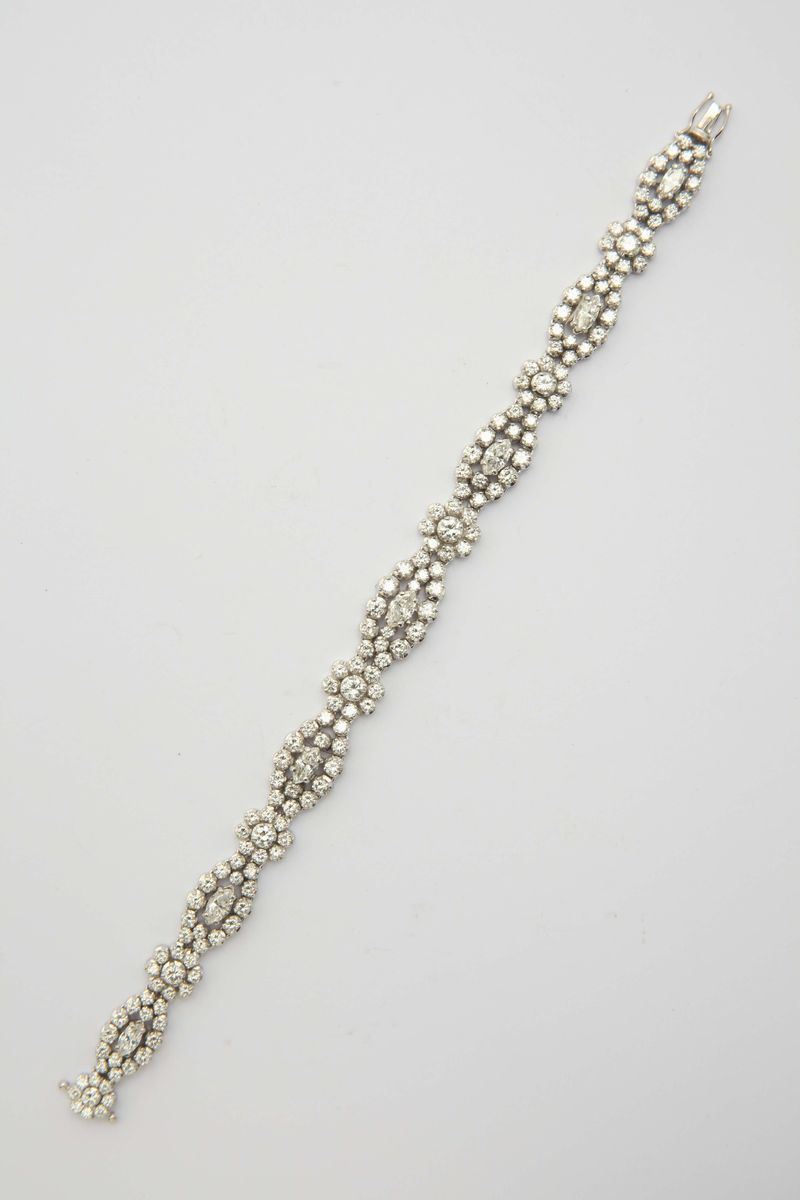 Bracciale con diamanti taglio navette e rotondo  - Asta Fine Jewels - I - Cambi Casa d'Aste