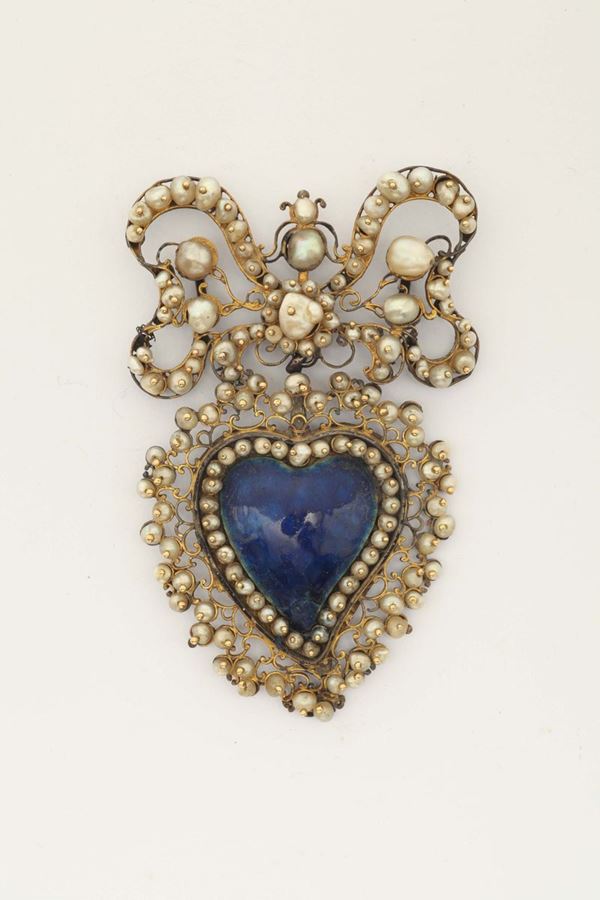 An enamel and pearl ex-voto
