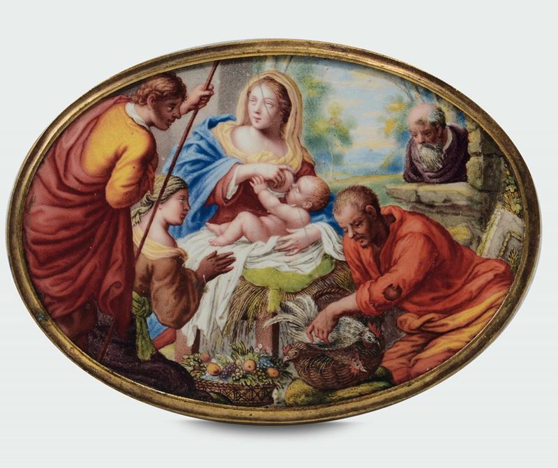 An oval enamel with miniature representing the Sacred Family, 18th-20th century  - Auction Fine Silvers - I - Cambi Casa d'Aste