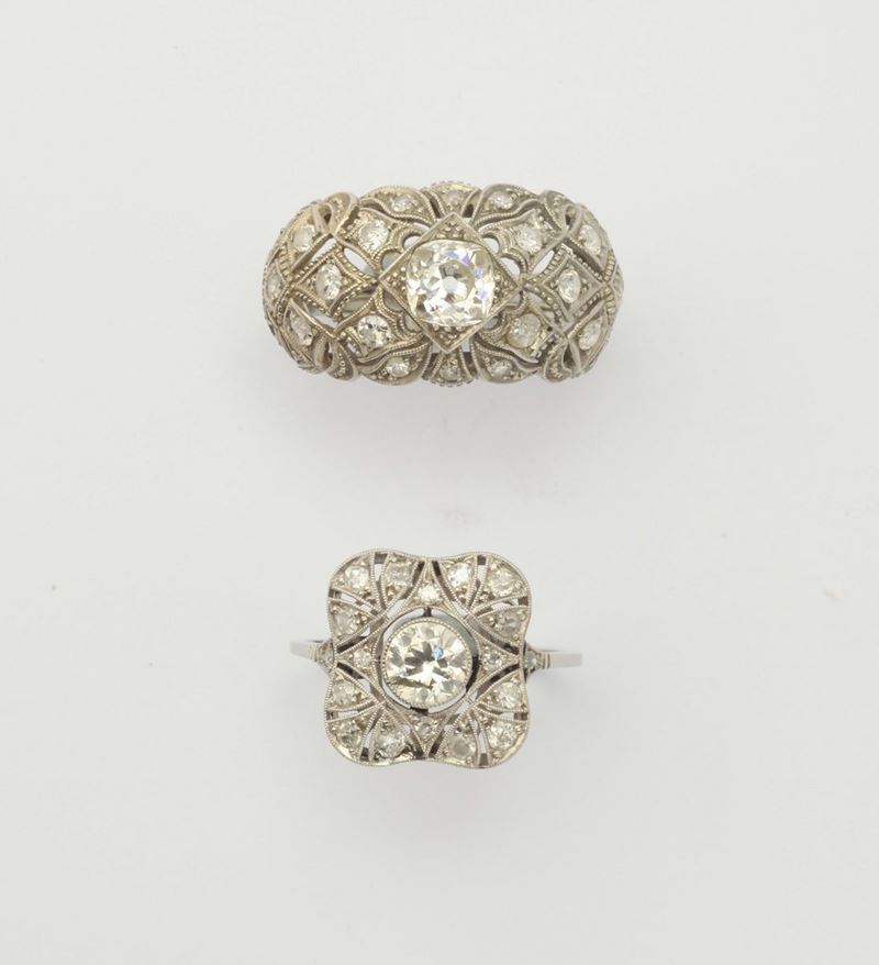 Lotto composto da due anelli con diamanti  - Asta Fine Jewels - I - Cambi Casa d'Aste
