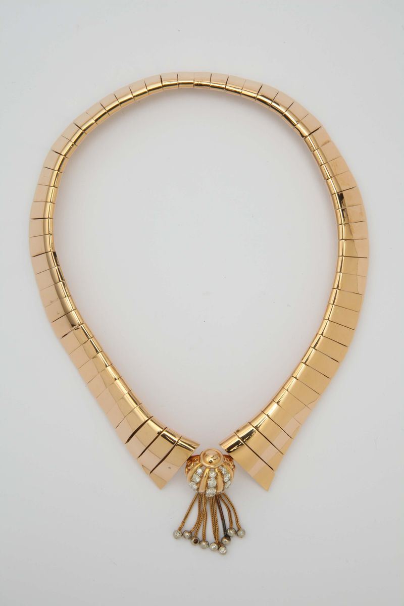 Sterlé. A diamond and gold necklace  - Auction Fine Jewels - I - Cambi Casa d'Aste