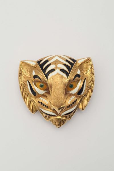 Portacipria Tigre in Smalti Policromi. Anni '40