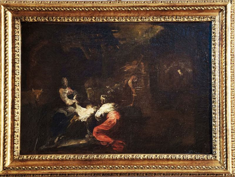 Valerio Castello (Genova 1624 - 1659) Adorazione dei pastori  - Asta Fine Art Selection - II - Cambi Casa d'Aste