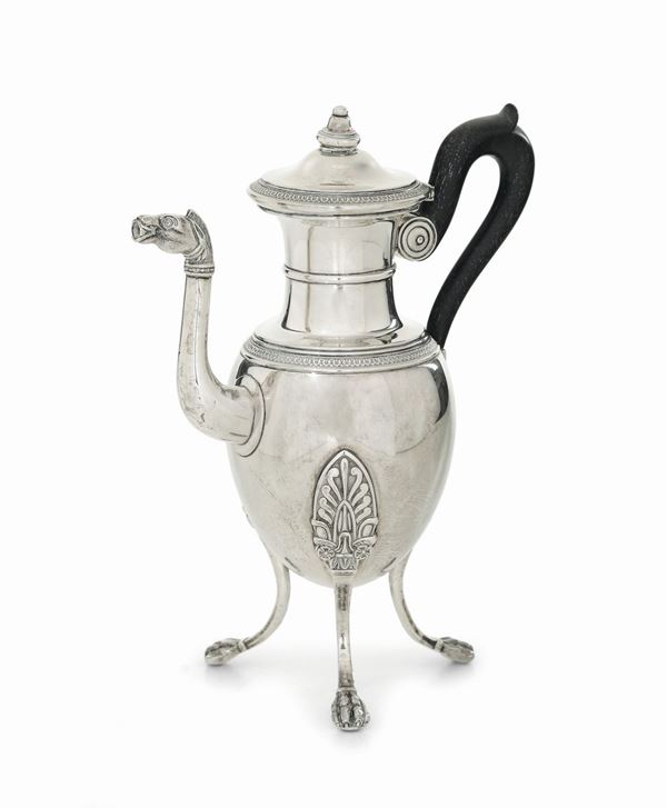 Caffettiera in argento  di gusto Impero, Francia XIX secolo